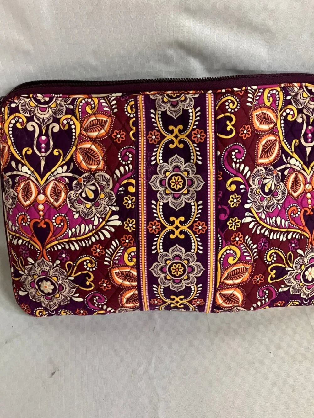 Vera Bradley Laptop Sleeve Case Women's Purple Floral Quilted Zip Padded Bag